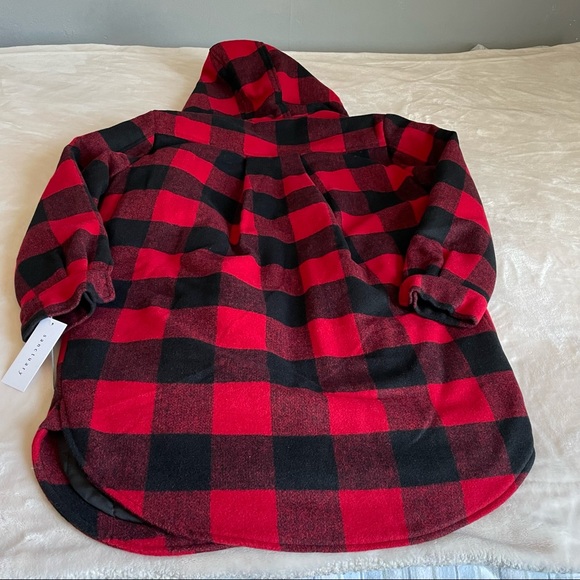 Sold! Plaid Wool Oversized Shirt Jacket Red Buffalo/cream Sherpa - Picture 14 of 16